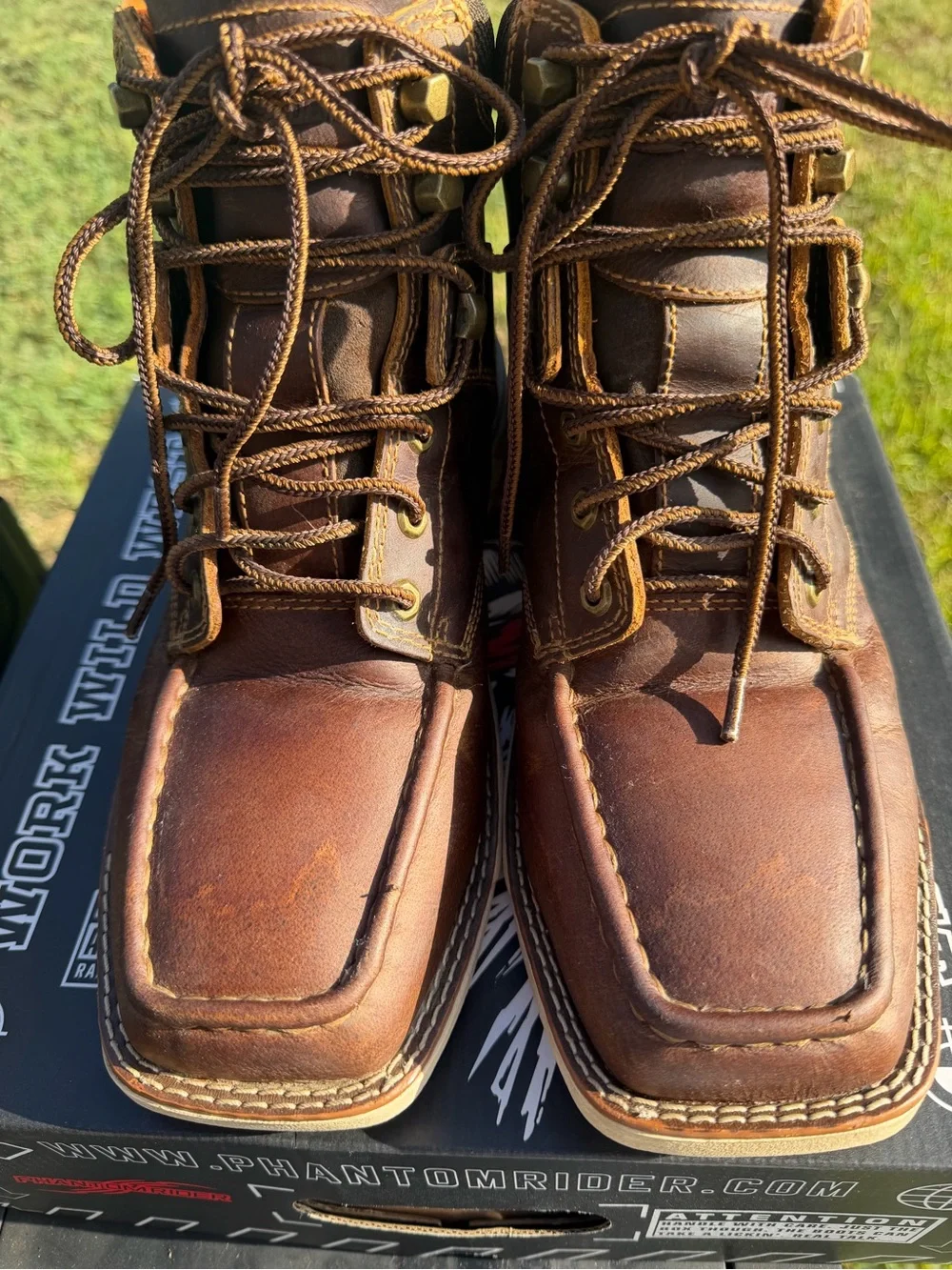 Phantom Rider DH5375 Men’s Brown Leather Work Boots Size 10D
